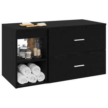 Bathroom Furniture Set 2 pcs Black Oak Engineered Wood