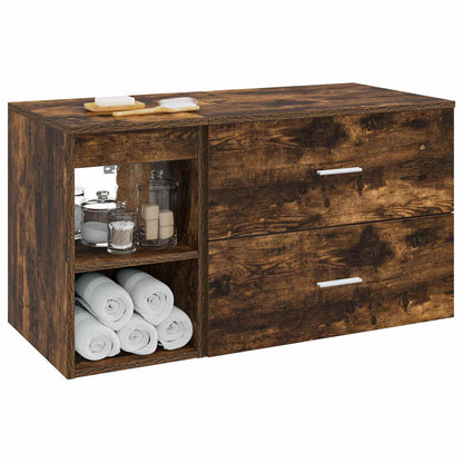 Bathroom Furniture Set 2 pcs Smoked Oak Engineered Wood