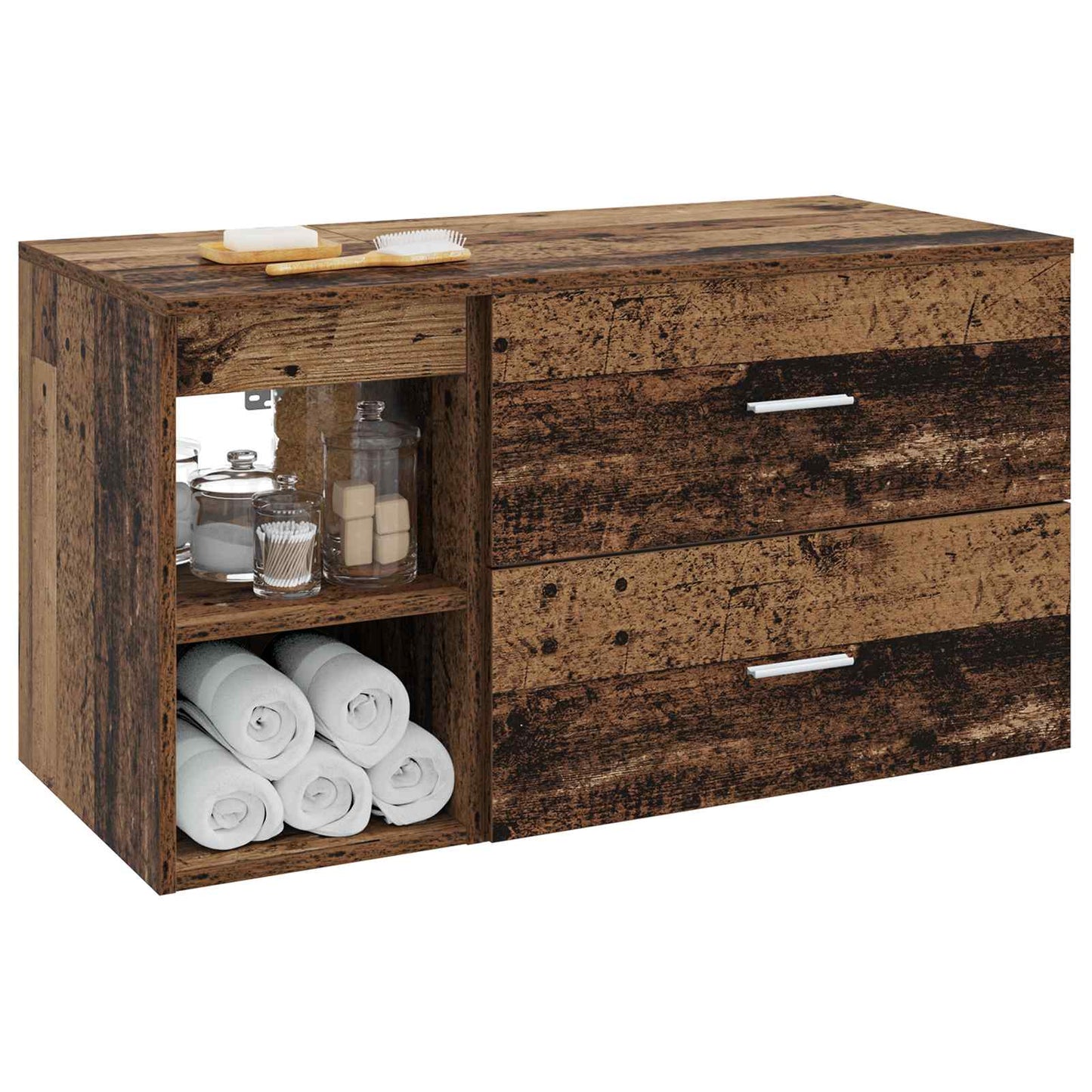 Bathroom Furniture Set 2 pcs Old Wood Engineered Wood