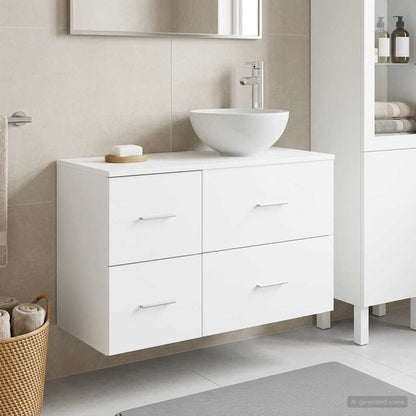 Bathroom Furniture Set 2 pcs White Engineered Wood