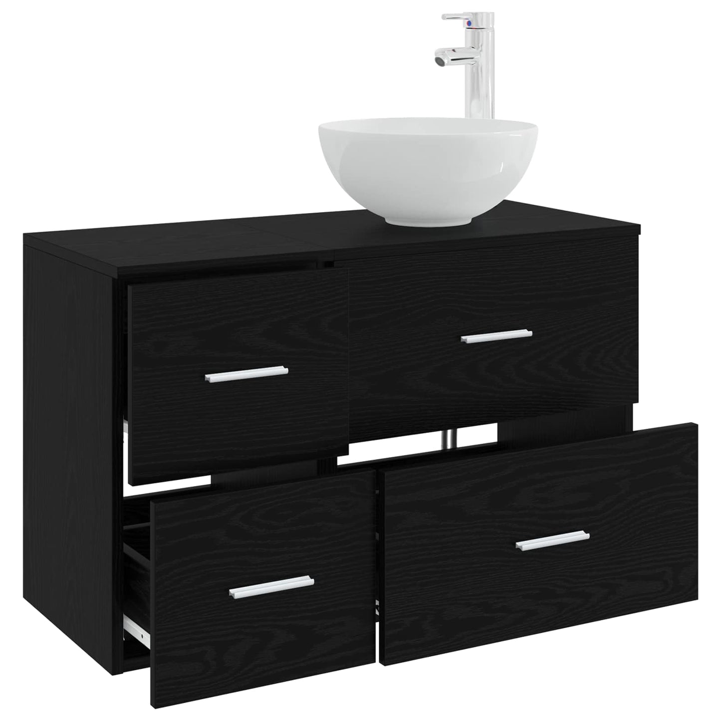 Bathroom Furniture Set 2 pcs Black Oak Engineered Wood