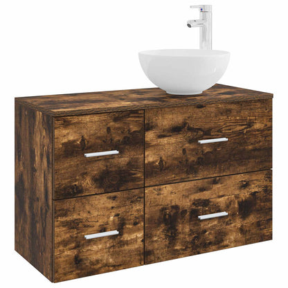 Bathroom Furniture Set 2 pcs Smoked Oak Engineered Wood