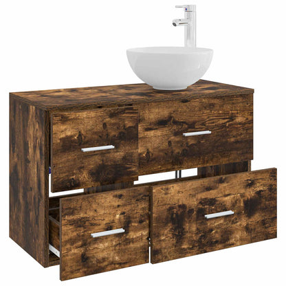 Bathroom Furniture Set 2 pcs Smoked Oak Engineered Wood