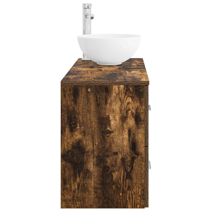 Bathroom Furniture Set 2 pcs Smoked Oak Engineered Wood