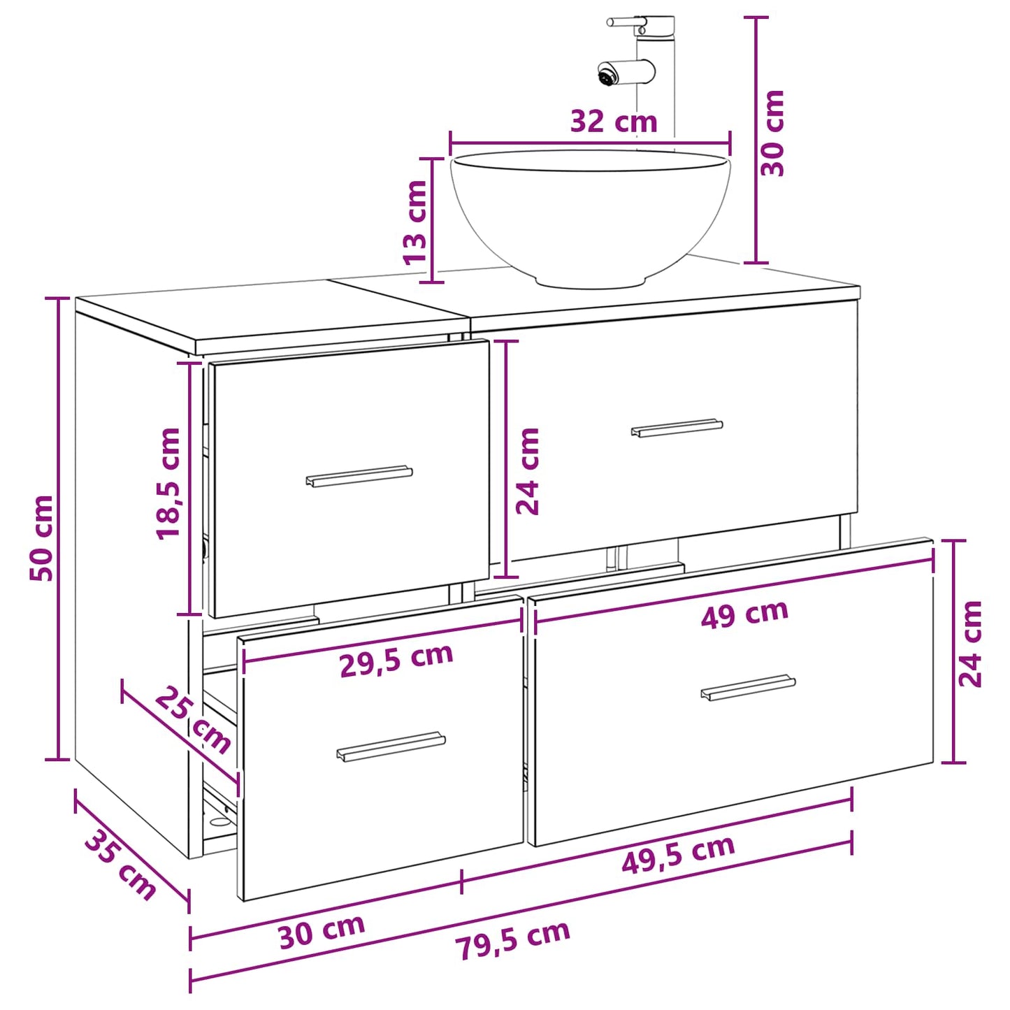 Bathroom Furniture Set 2 pcs Grey Sonoma Engineered Wood