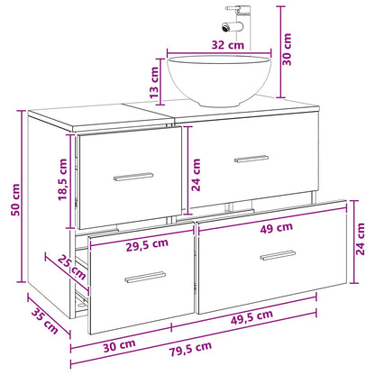 Bathroom Furniture Set 2 pcs Old Wood Engineered Wood