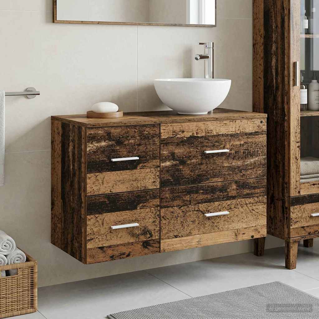 Bathroom Furniture Set 2 pcs Old Wood Engineered Wood