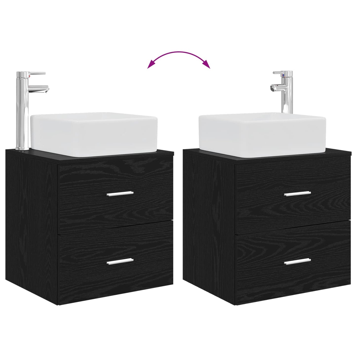 Bathroom Furniture Set 2 pcs Black Oak Engineered Wood