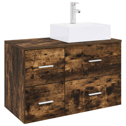 Bathroom Furniture Set 2 pcs Smoked Oak Engineered Wood