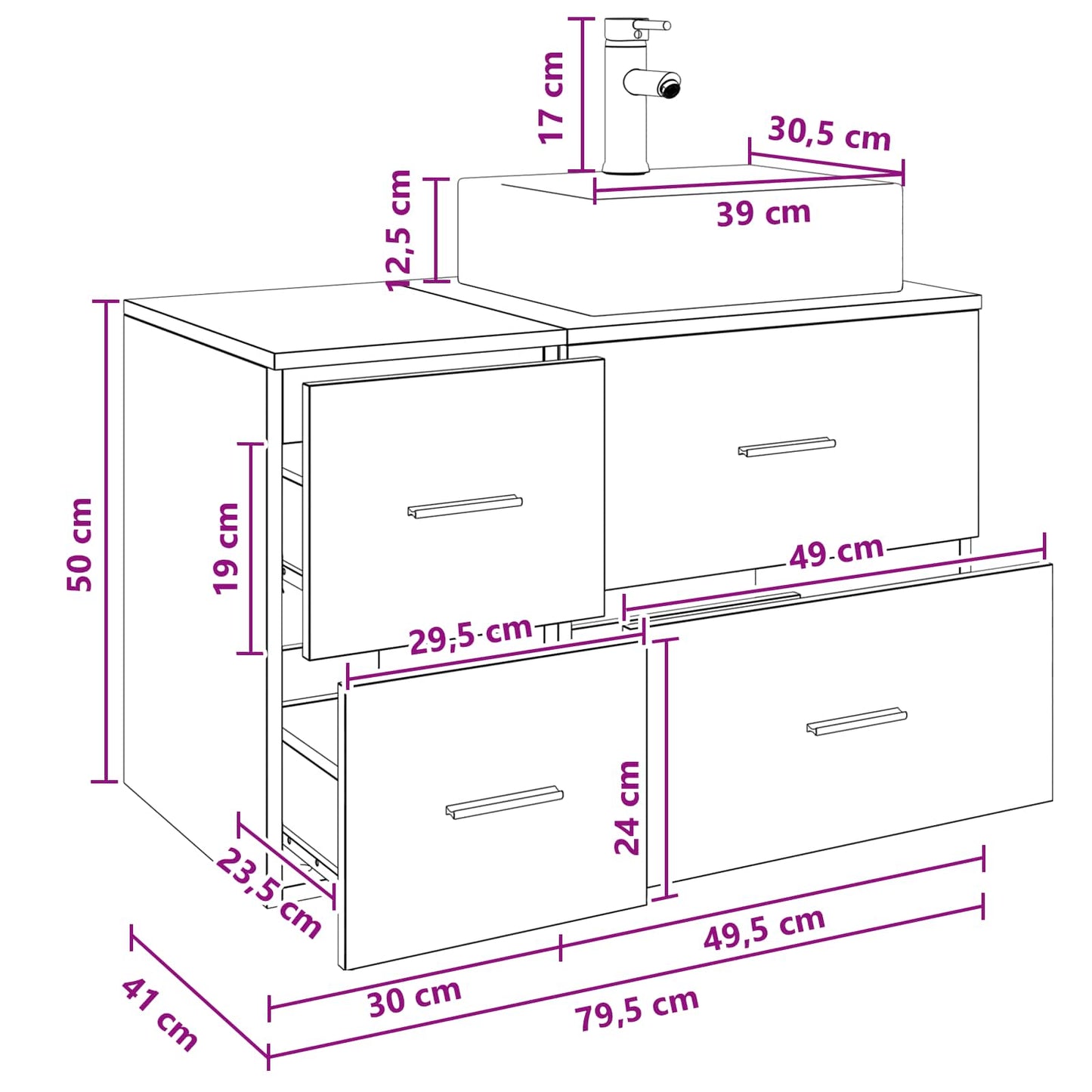 Bathroom Furniture Set 2 pcs Smoked Oak Engineered Wood
