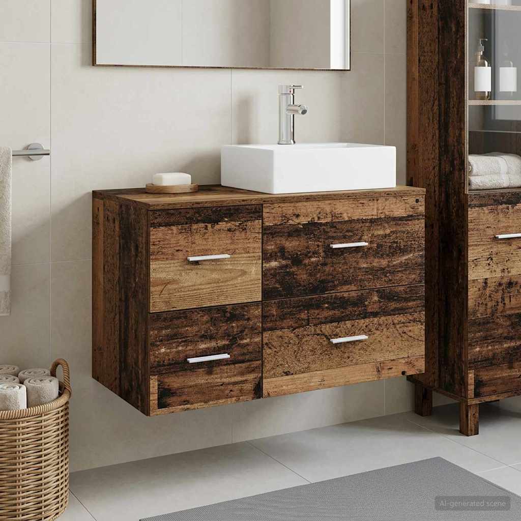Bathroom Furniture Set 2 pcs Old Wood Engineered Wood