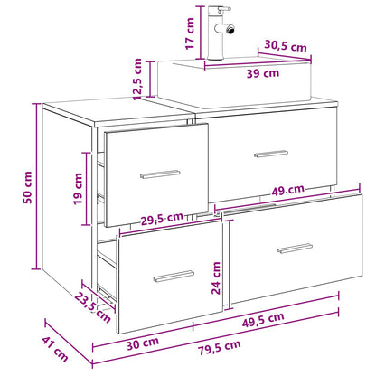 Bathroom Furniture Set 2 pcs Old Wood Engineered Wood