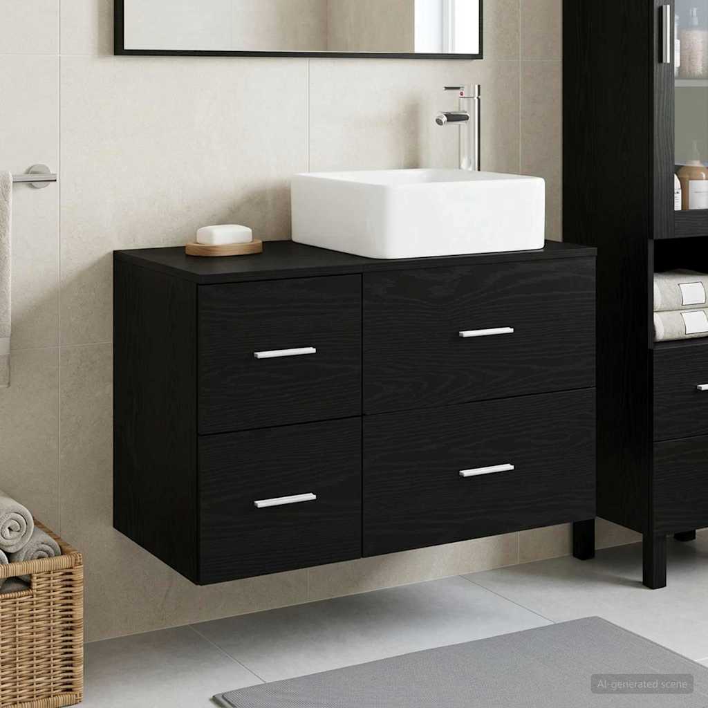 Bathroom Furniture Set 2 pcs Black Oak Engineered Wood