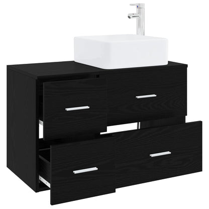 Bathroom Furniture Set 2 pcs Black Oak Engineered Wood