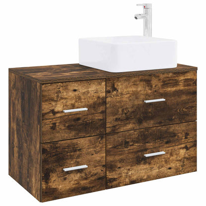 Bathroom Furniture Set 2 pcs Smoked Oak Engineered Wood