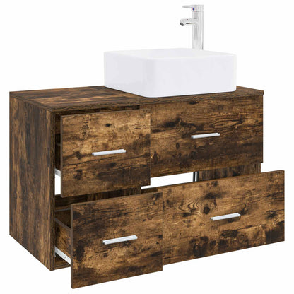 Bathroom Furniture Set 2 pcs Smoked Oak Engineered Wood