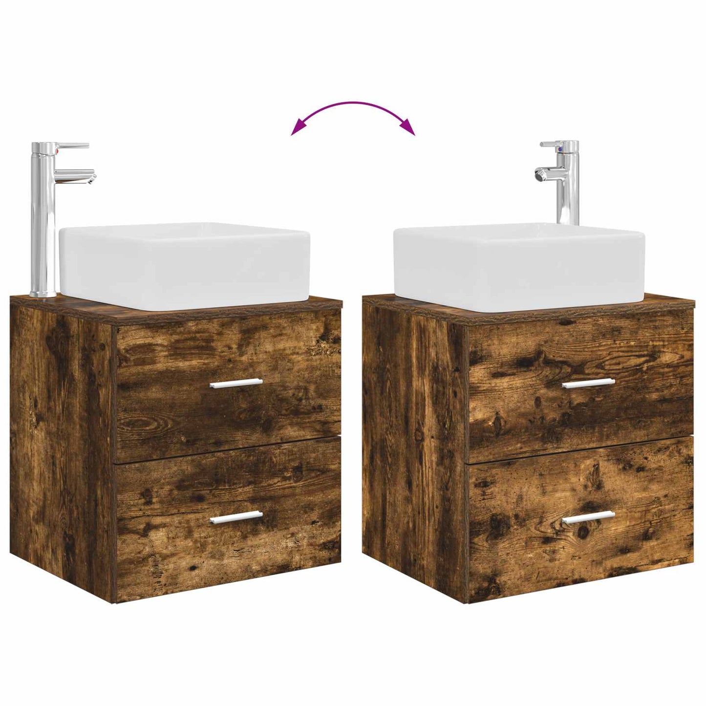 Bathroom Furniture Set 2 pcs Smoked Oak Engineered Wood