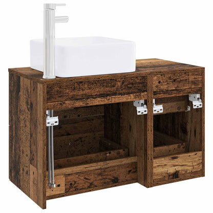 Bathroom Furniture Set 2 pcs Old Wood Engineered Wood