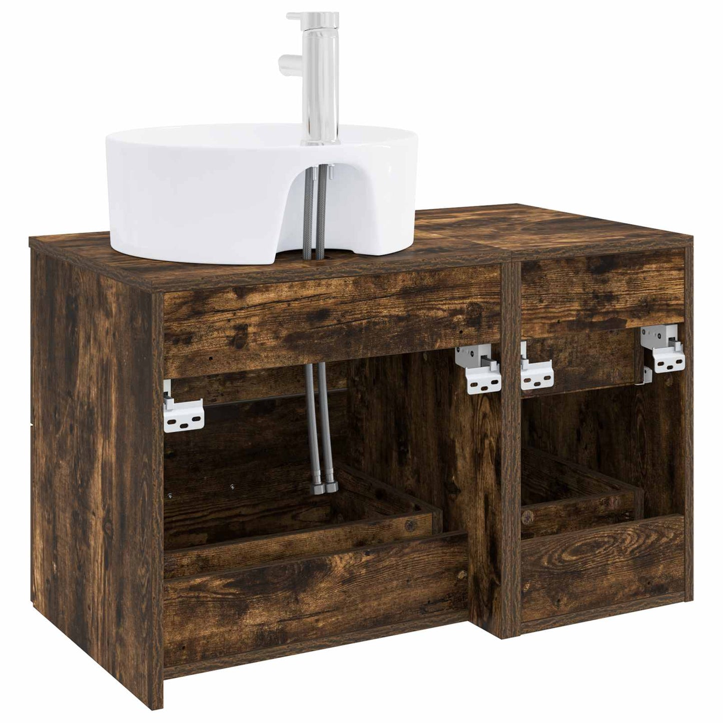 Bathroom Furniture Set 2 pcs Smoked Oak Engineered Wood