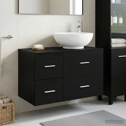 Bathroom Furniture Set 2 pcs Black Oak Engineered Wood