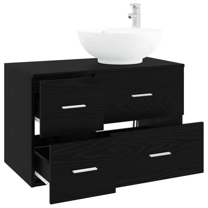 Bathroom Furniture Set 2 pcs Black Oak Engineered Wood