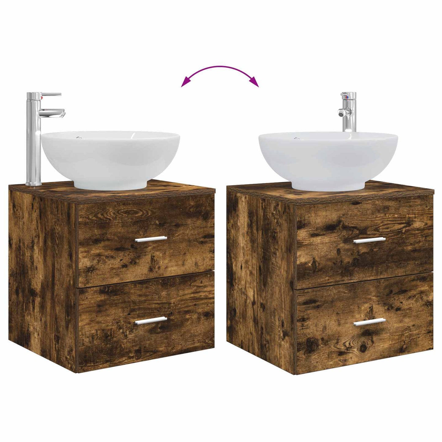 Bathroom Furniture Set 2 pcs Smoked Oak Engineered Wood