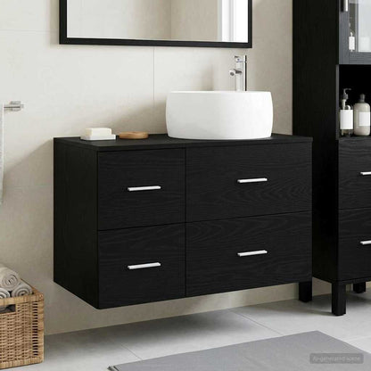 Bathroom Furniture Set 2 pcs Black Oak Engineered Wood