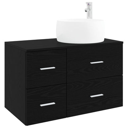 Bathroom Furniture Set 2 pcs Black Oak Engineered Wood