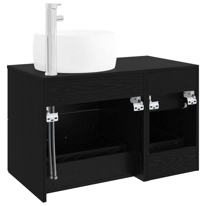 Bathroom Furniture Set 2 pcs Black Oak Engineered Wood