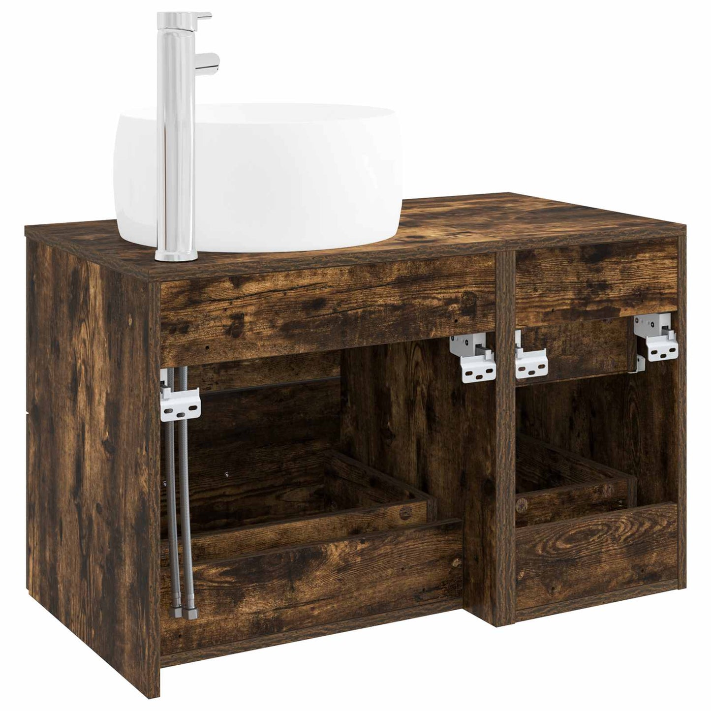 Bathroom Furniture Set 2 pcs Smoked Oak Engineered Wood