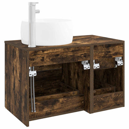 Bathroom Furniture Set 2 pcs Smoked Oak Engineered Wood