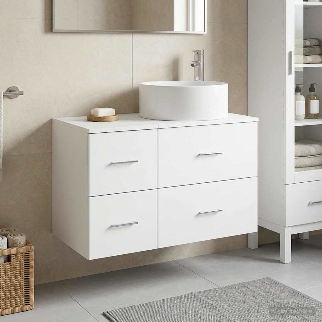 Bathroom Furniture Set 2 pcs White Engineered Wood