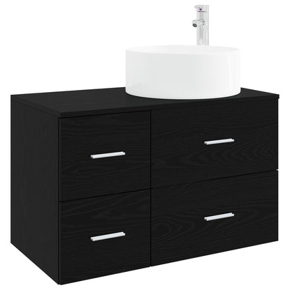 Bathroom Furniture Set 2 pcs Black Oak Engineered Wood