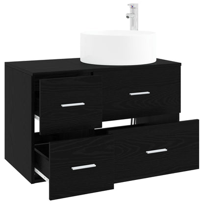 Bathroom Furniture Set 2 pcs Black Oak Engineered Wood