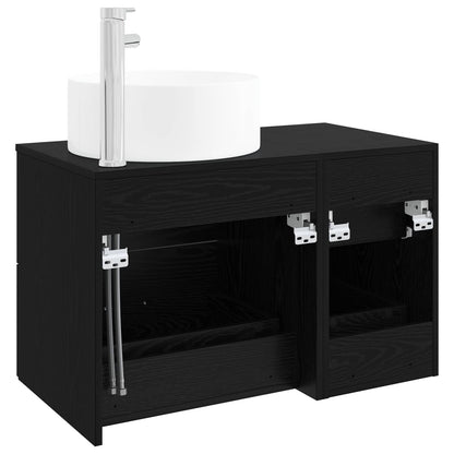 Bathroom Furniture Set 2 pcs Black Oak Engineered Wood