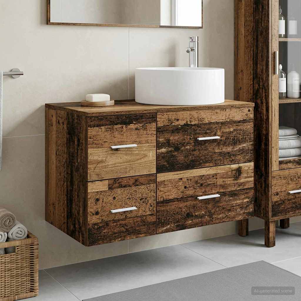 Bathroom Furniture Set 2 pcs Old Wood Engineered Wood