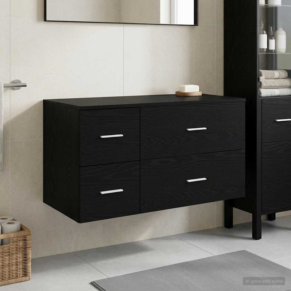 Bathroom Furniture Set 2 pcs Black Oak Engineered Wood