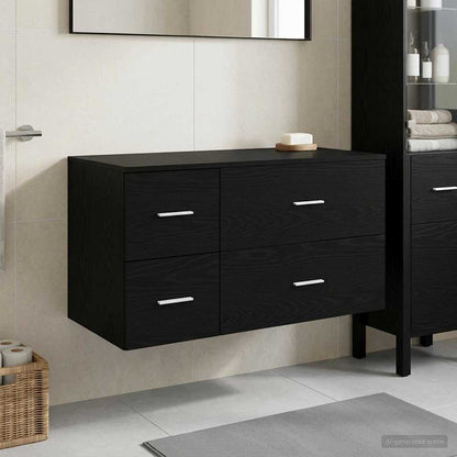 Bathroom Furniture Set 2 pcs Black Oak Engineered Wood