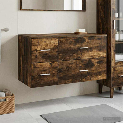 Bathroom Furniture Set 2 pcs Smoked Oak Engineered Wood