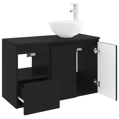 Bathroom Furniture Set 2 pcs Black Engineered Wood