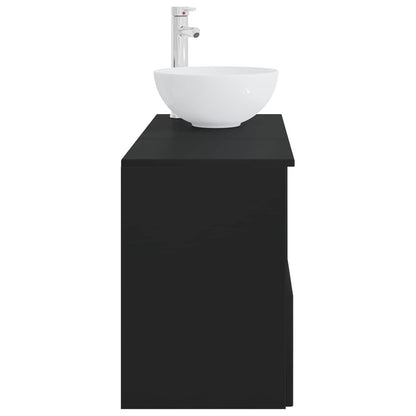 Bathroom Furniture Set 2 pcs Black Engineered Wood