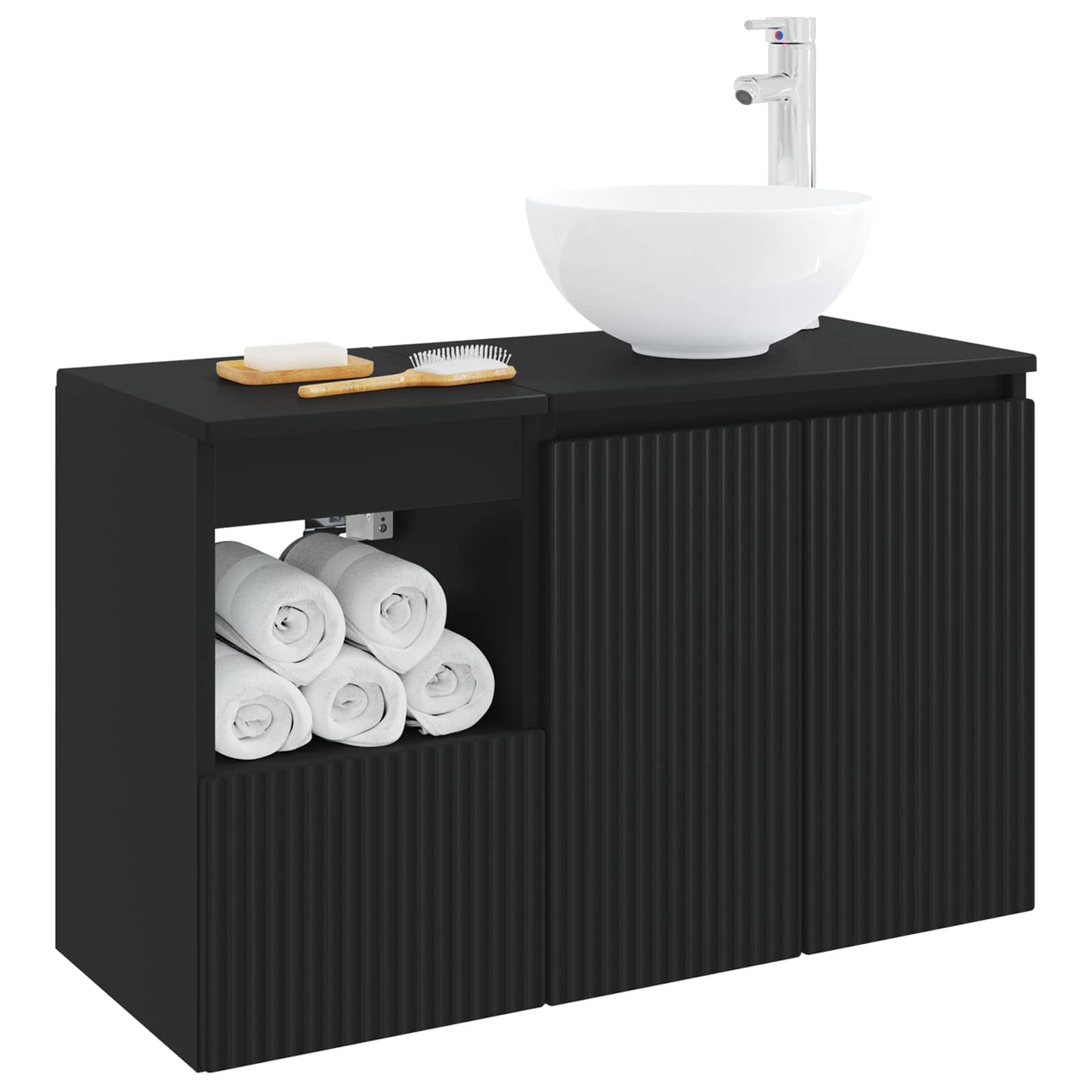 Bathroom Furniture Set 2 pcs Black Engineered Wood