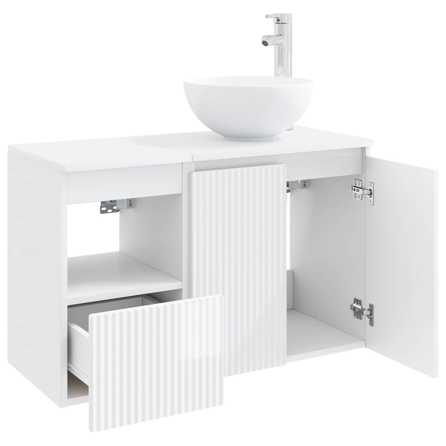 Bathroom Furniture Set 2 pcs High Gloss White Engineered Wood