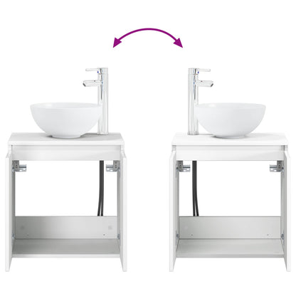 Bathroom Furniture Set 2 pcs High Gloss White Engineered Wood