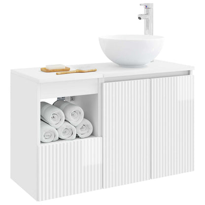 Bathroom Furniture Set 2 pcs High Gloss White Engineered Wood