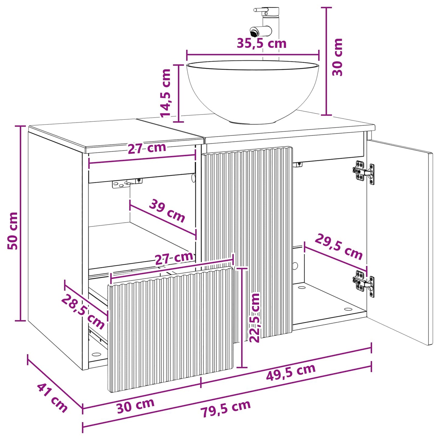 Bathroom Furniture Set 2 pcs High Gloss White Engineered Wood