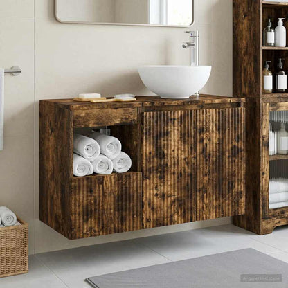 Bathroom Furniture Set 2 pcs Smoked Oak Engineered Wood