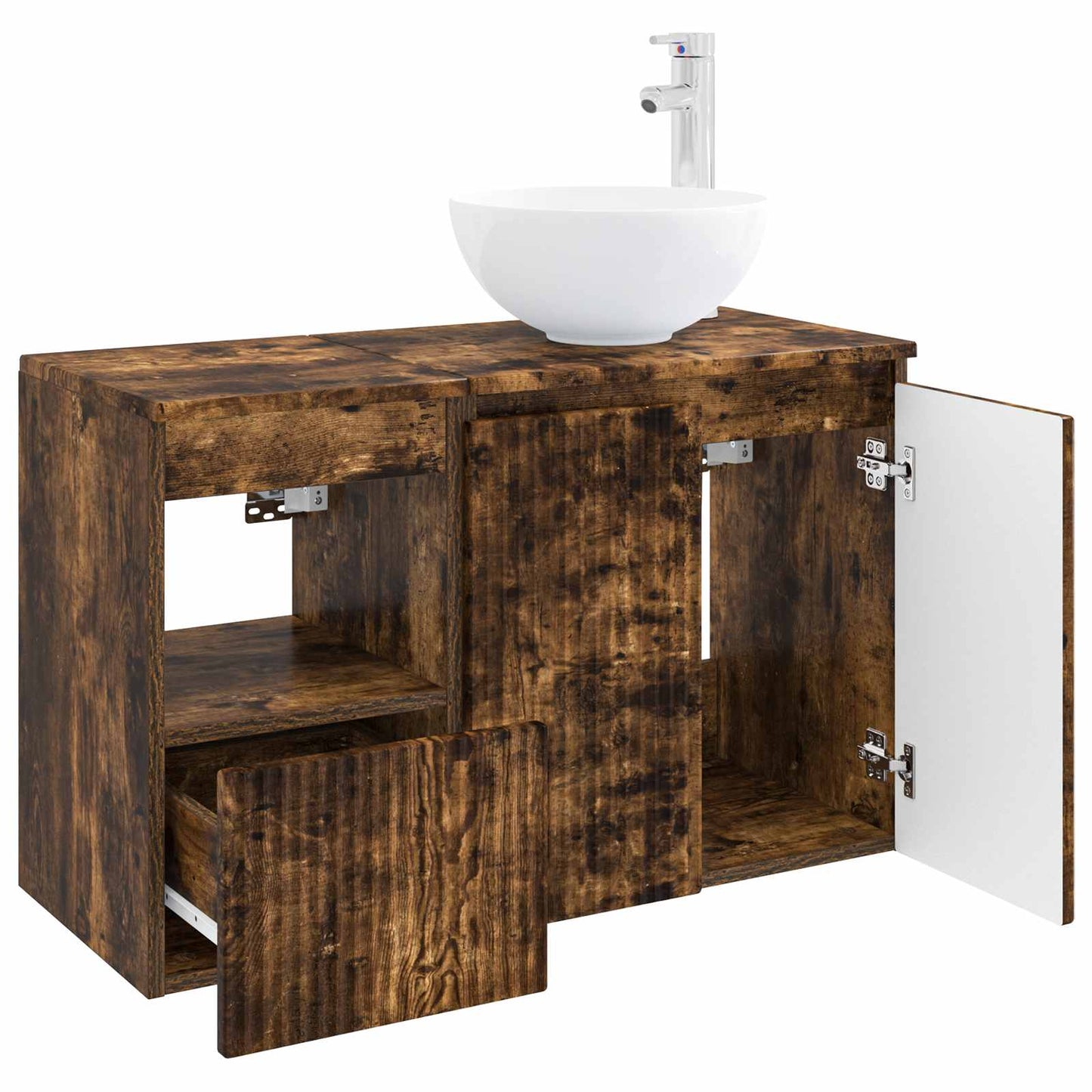 Bathroom Furniture Set 2 pcs Smoked Oak Engineered Wood