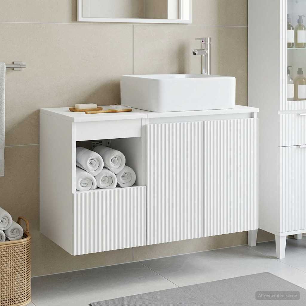 Bathroom Furniture Set 2 pcs White Engineered Wood
