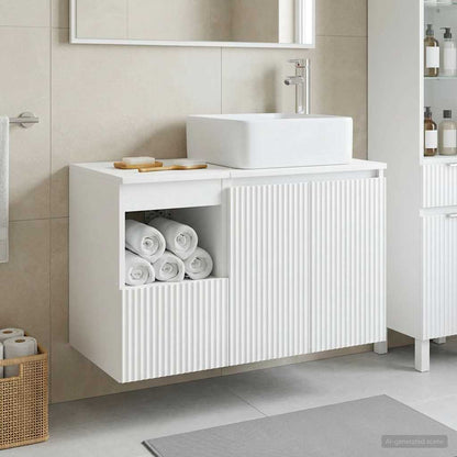 Bathroom Furniture Set 2 pcs High Gloss White Engineered Wood